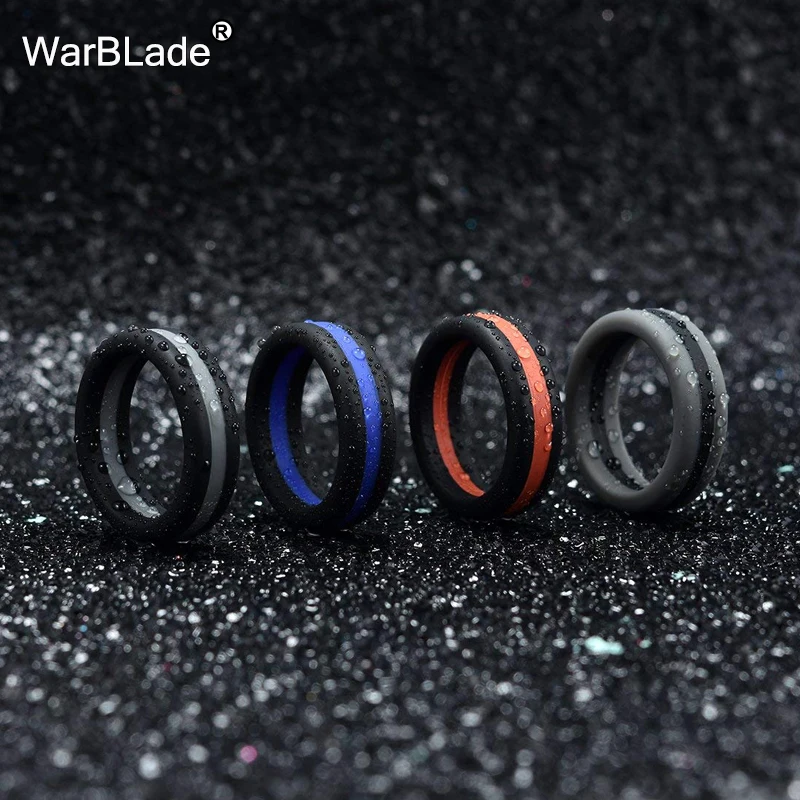 WBL Silicone Ring Men Women Engagement Wedding Rings Colorful Three Layered Hypoallergenic Crossfit Flexible Rubber Finger Rings 2
