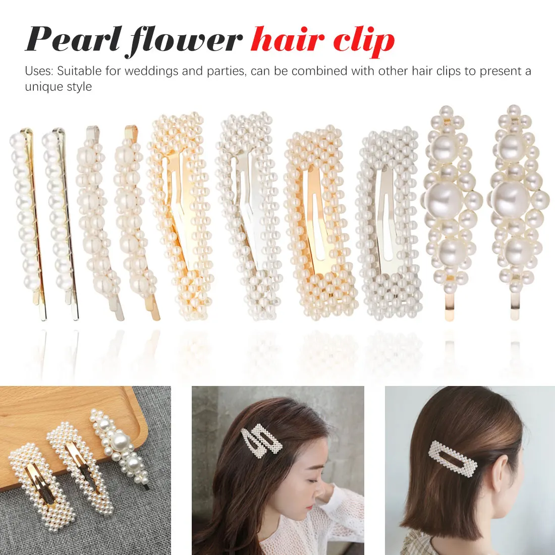 

1pcs Solid Pliers Hair Barrette Hair Pearl Hairpins Fashion Handmade Hair Styling Tool Accessories