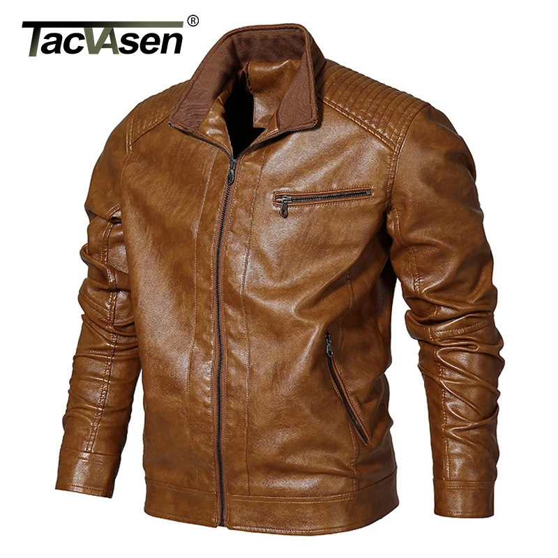 

TACVASEN Winter Men Tactical PU Leather Jacket Autumn Military Bomber Jacket Army Pilot Jacket Casual Motorcycle Coat US Size