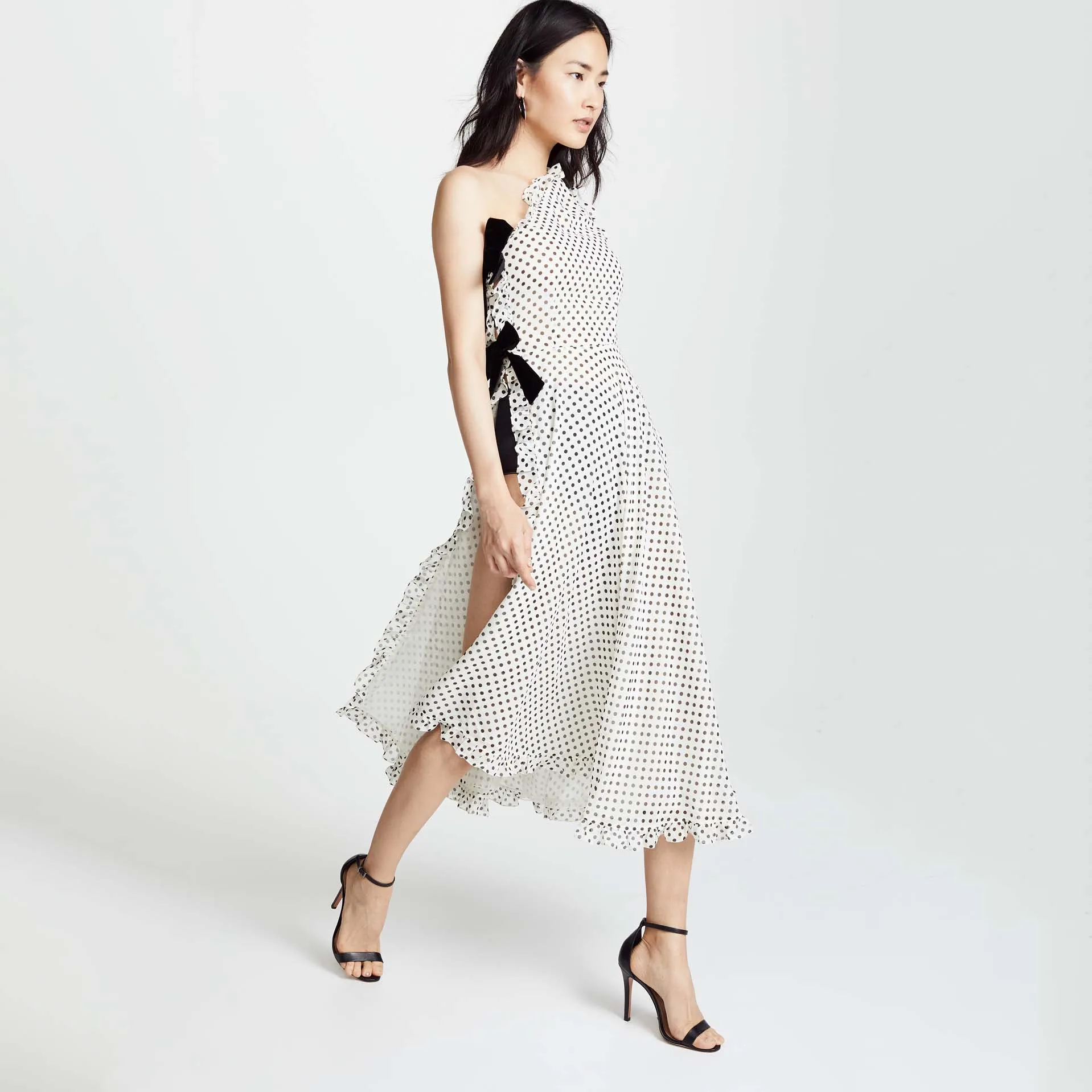

2019 Slash Neck Off Shoulder Sexy Dresses Women Spring Summer Long Sleeve Chiffon Dot Party Dress Boho Style Long Dress Women