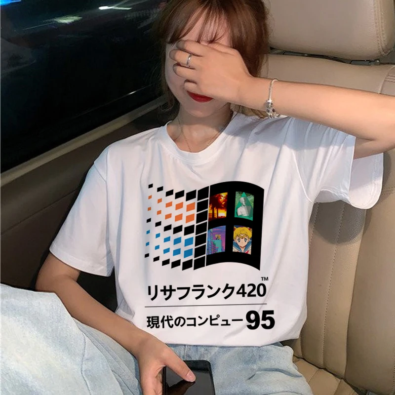 Женская футболка Vaporwave в стиле хип хоп с графическим рисунком 90s|Футболки| |
