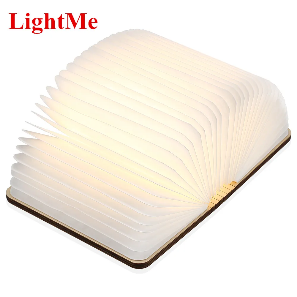 

Lightme USB Rechargeable Warm White LED Wooden Folding Mini Book Shape Light Desk Night Lamp for Living Room Christmas Decor