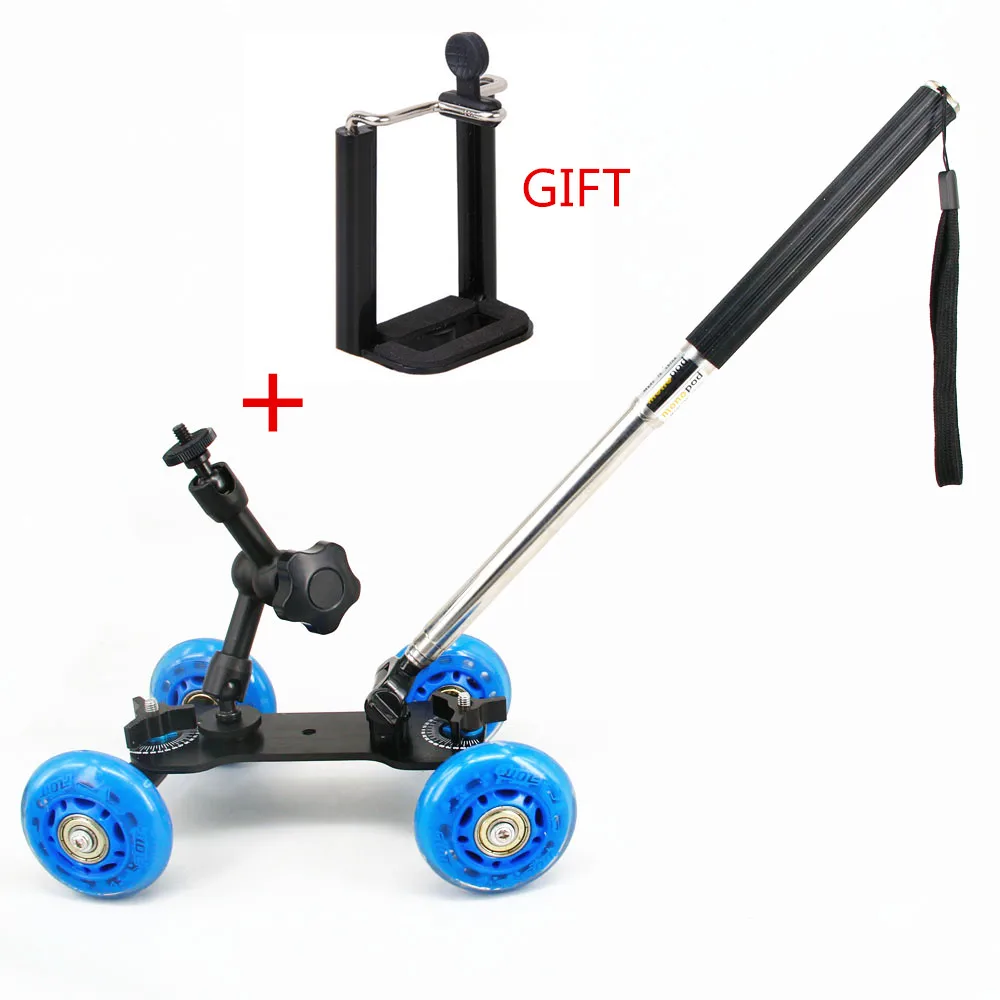 3in1 1set Camera Rail Car Table Dolly Car + Handheld leve + 11 inch magic arm For d5100 d7000 60d 5dii 7d DSLR accessories_