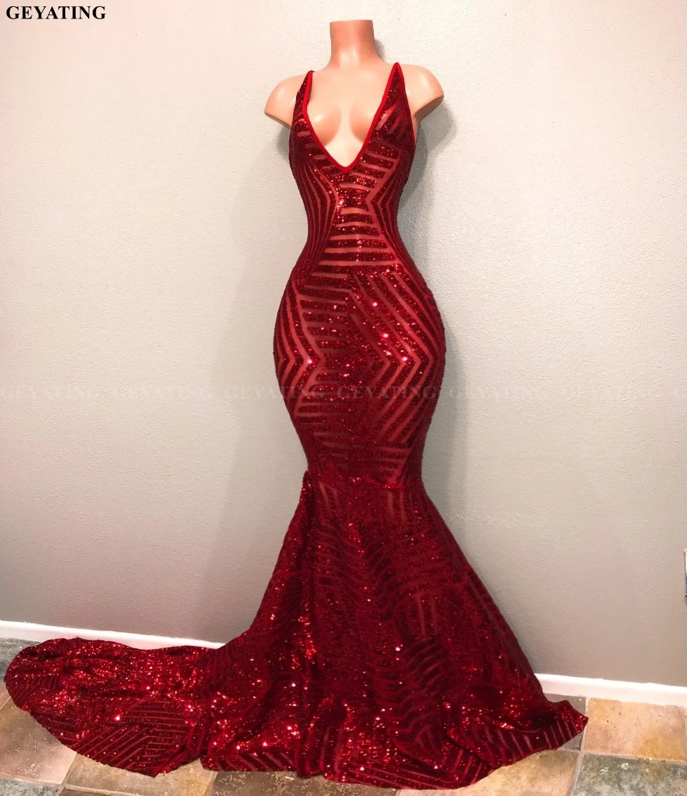 red sparkly strapless dress