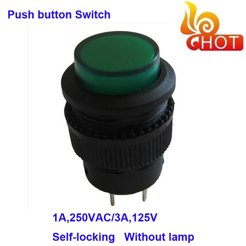 

Top Quality Sale Price 10 pcs a Lot  Red /Green Push Button Switch Self-Locking Type Button Switch Without Lamp