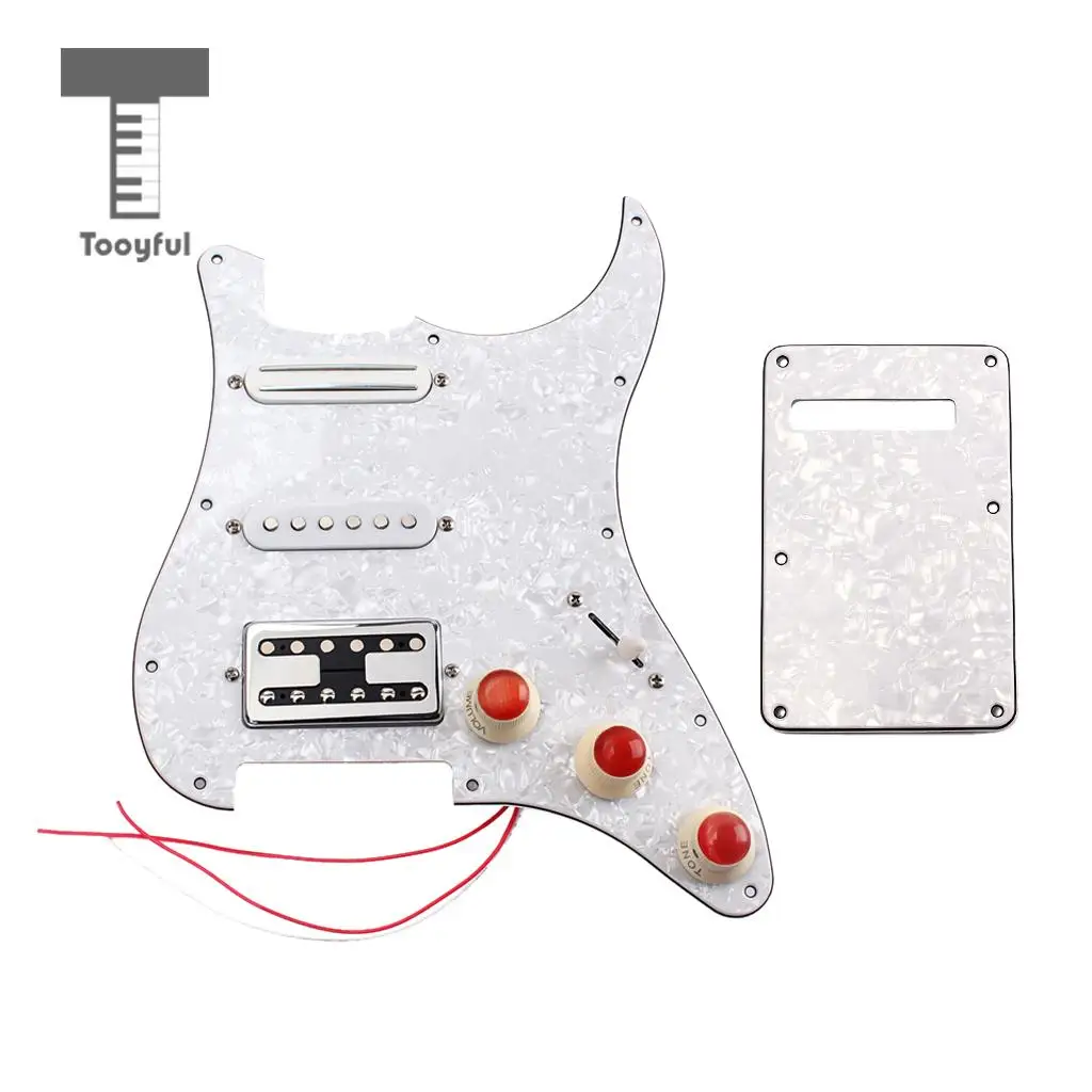 Tooyful 3ply Loaded Prewired Pickguard SSH Pickup with Back Plate for ST Electric Guitar Parts