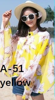 

New summer chiffon sun protection clothing printed shawl long sleeve button variety wild scarves