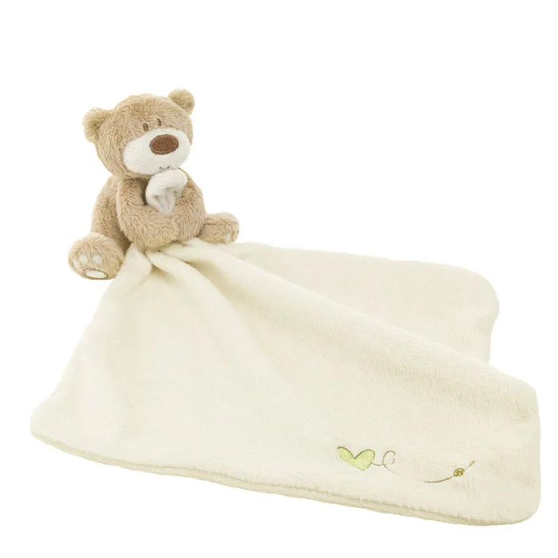 Детское мягкое гладкое полотенце для ванной с мультяшным медведем, игрушечное одеяло, полотенце для ухода за ребенком, мягкое полотенце с медведем W20 - Цвет: Белый