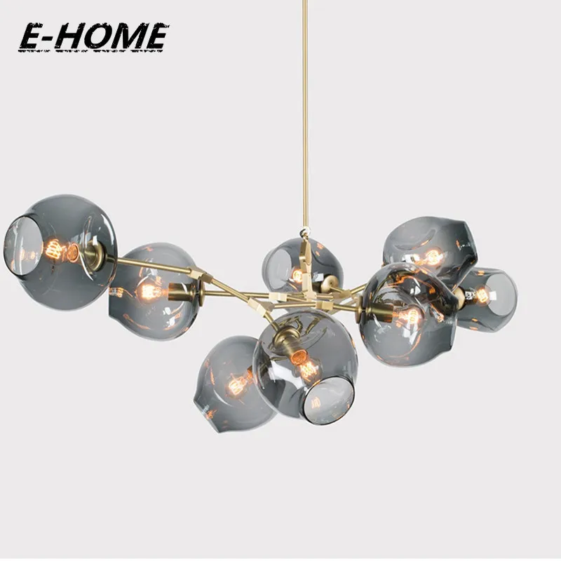 New Arrivals Moden novelty Glass Shade lighting Lamp Fixtures Vintage Loft Industrial Chandelier Lights  Gold Bar  Dining Room