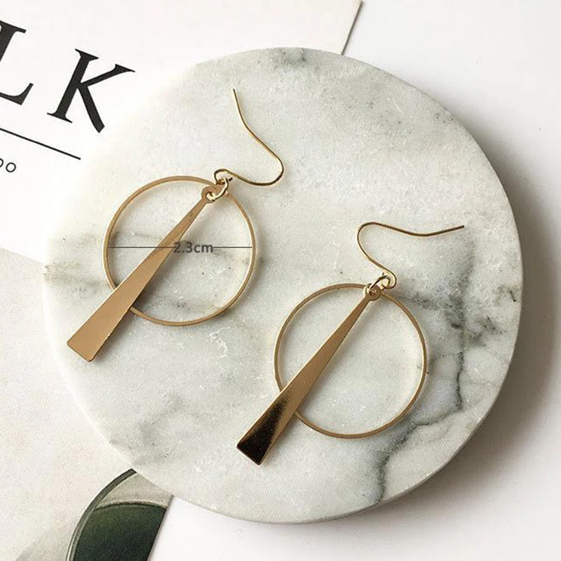 

Korean Style Retro Alloy Geometric Shape Long Chain Earrings for Women Fashion Round Shape Elegant Dangle Earrings