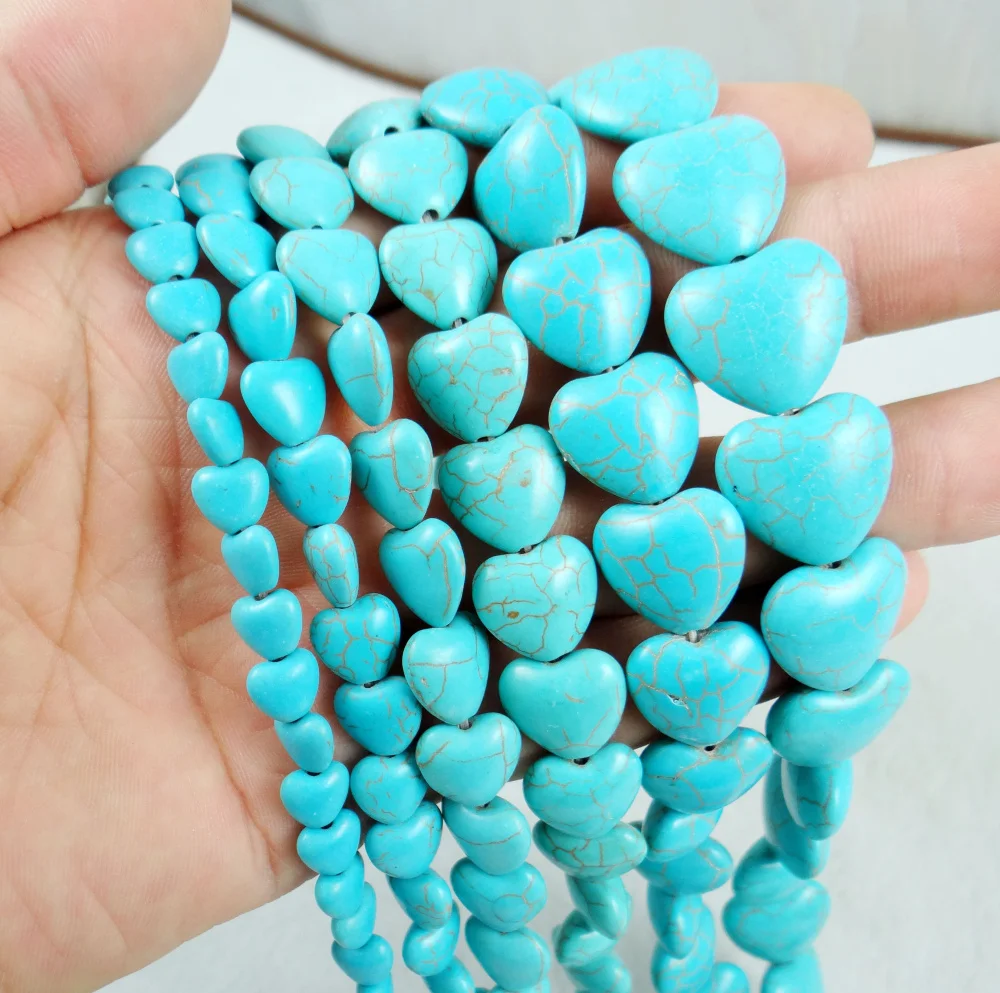 

8.10.12.14.16.18MM Natural stone Heart-shaped Turquoises Beads DIY Beads For Bracelet Necklace Jewelry Making Wholesale T3