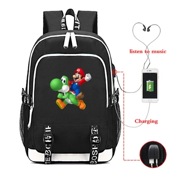 

Mochila Usb Backpack Charging School Bags for Teenage Girls Zipper Men's Fashion Travel Laptop Black Tassen Super Mario 26-30