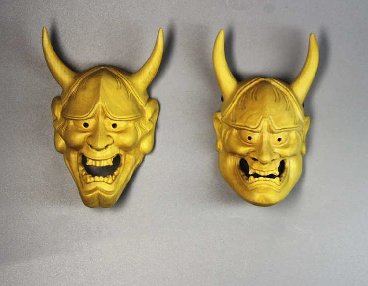 Японская Драма маска дьявола миниатюрная деревянная стена декоративные статуэтки для статуи Будды маска Ужасный танец