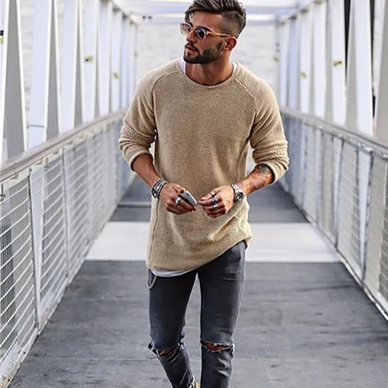 

2017 New Autumn Casual Pullover Sweaters Men Simple Fashion Long Sleeve O Neck Sweater Jumper Thin Basic Solid Male Knitwear Top