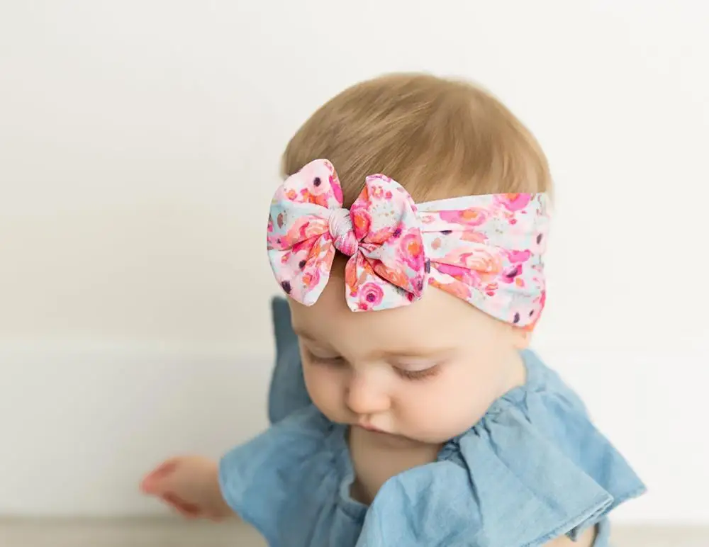 

New Fruit Print Nylon Headbands,Spring Summer Floral Print Bows Wide Nylon Turban Head Wraps,Children Girls Headdress 30pc/lot
