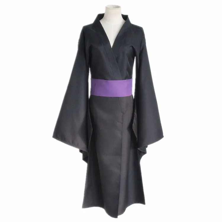 Аниме Noragami Yato Косплей Костюм Полный комплект черное кимоно юката (одежда + ремень)