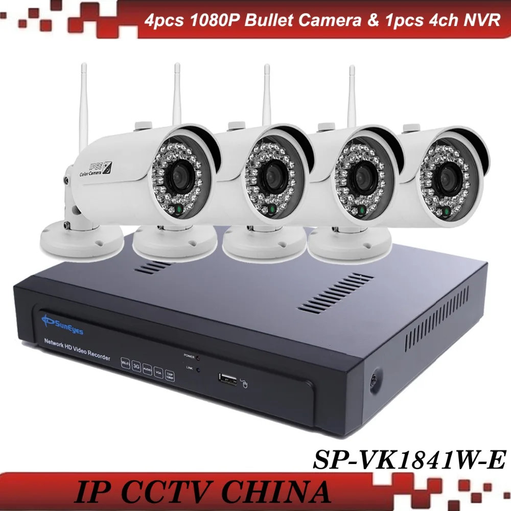 

SunEyes SP-VK1841W-E 1080P HD 4CH IP CCTV Camera NVR Kit 1SATA Port with 4pcs HD Wireless Wifi Mini IP Camera Outdoor P2P