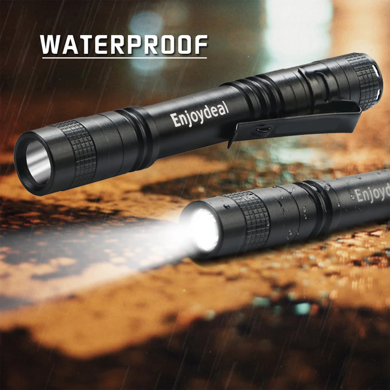 

1Pc XP-2 LED Flashlight Torch Mini Penlight 1000 Lumens Clip Pocket Flash Lamp rechargeable Light Camping Fishing Lanterna 2xAAA