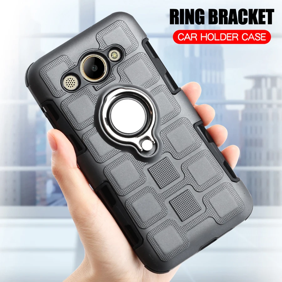 Cover For Huawei Y5 Lite 2017 Silicone Shockproof Phone Case Y3 Luxury Armor Back Ring Stand Hard |