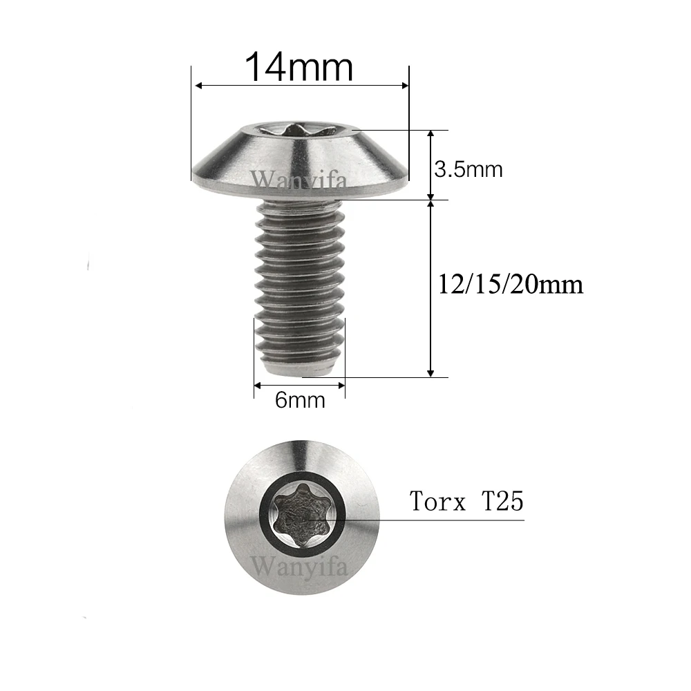 Титановый "Wanyifa" Ti M6x12 15 20 мм кнопки с шестигранной головкой болт