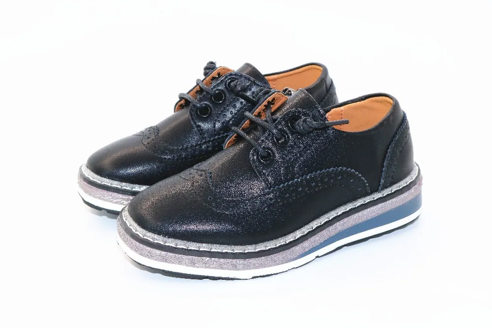 

2018 Fashion designer SCHOOL boys girls leather kids shoes for boys girls kids children shoes Black