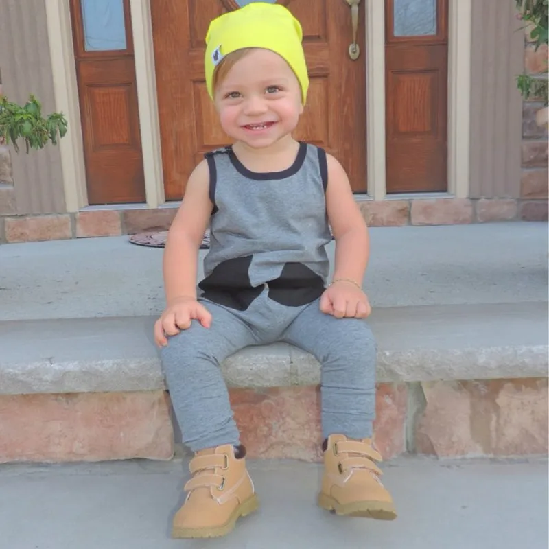 طفل الفتيان الفتيات الصيف رومبير طفل القطن خزان بذلة الاطفال عادي رمادي بالمر ستر Playsuits 2019 جديد وصول 28