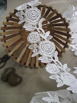 

lace trim, white venise lace trim, bridal trim lace, vintage lace with roses flowers, 10 yards