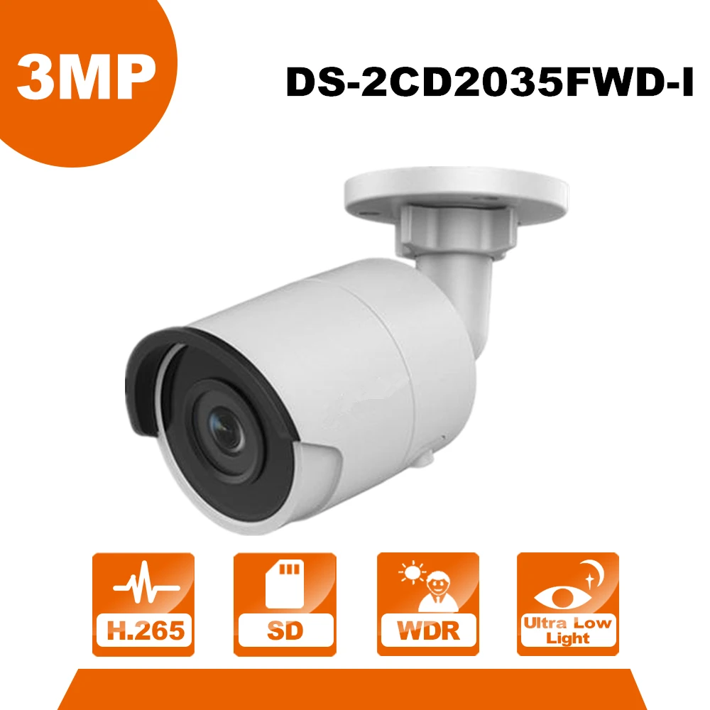 

HiK New Released H.265 IP CCTV Camera DS-2CD2035FWD-I 3MP Ultra-Low Light Network Bullet Camera Replace DS-2CD2035-I