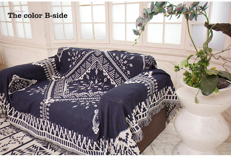 ADQKCLY в богемном стиле, полотенце для дивана, хлопок и лен, трикотажное одеяло, A-B, сторона, защита от пыли, декоративная мебель, чехол для дивана, 1 шт