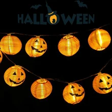 1,2 м 10 Светодиодный светильник-гирлянда на Хэллоуин, светильник в виде тыквы, вечерние декоративные принадлежности, светильник на батарейках JQ