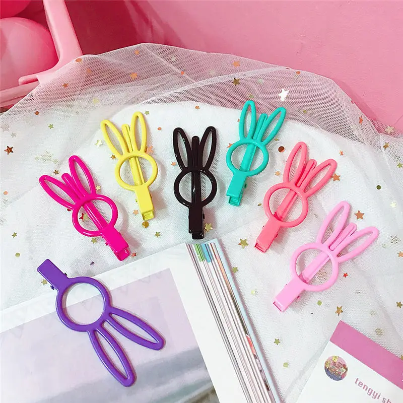 

Rabbit Ear Hair Pins for Children Kids Candy Color Hair Clip Pins for Baby Girls Hair Accessories Cute Metal Barrettes