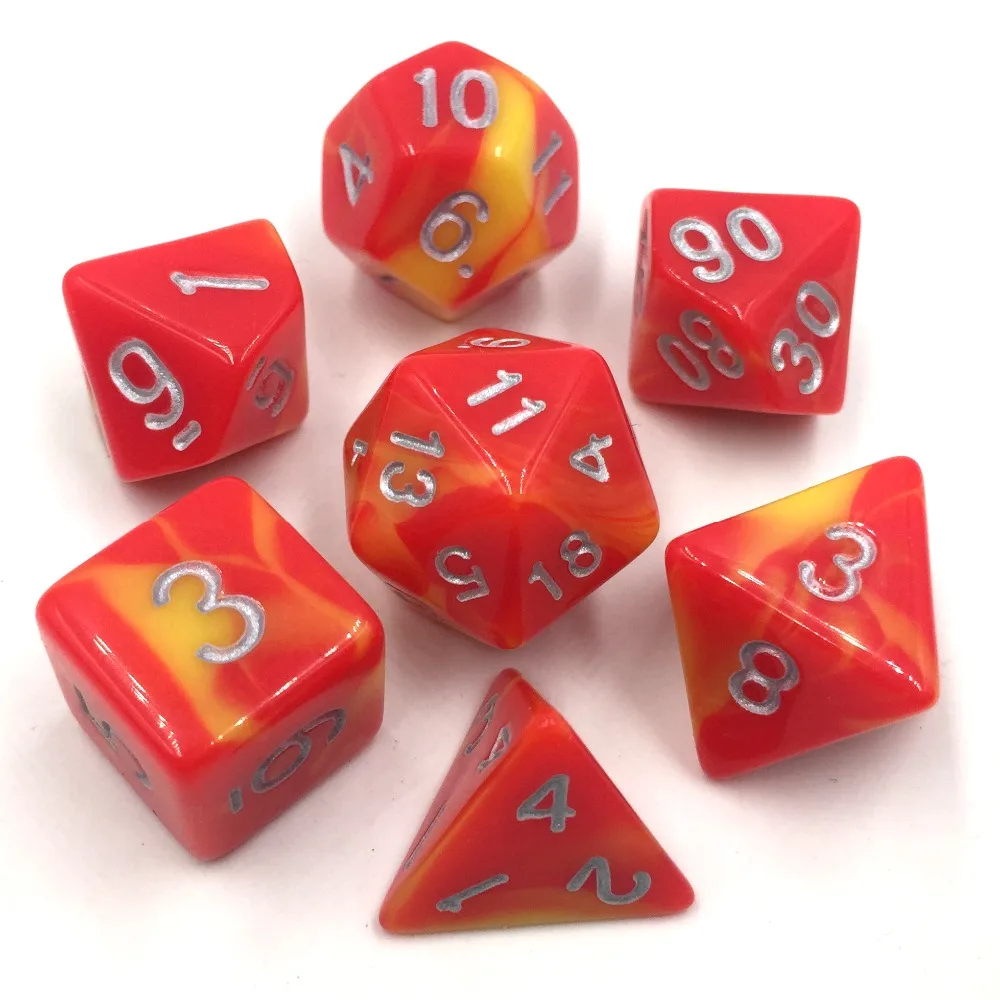 

rollooo Dice 7pc/set olyhedral Dice Double Color for DND RPG d4 d6 d8 d10 d% d12 d20