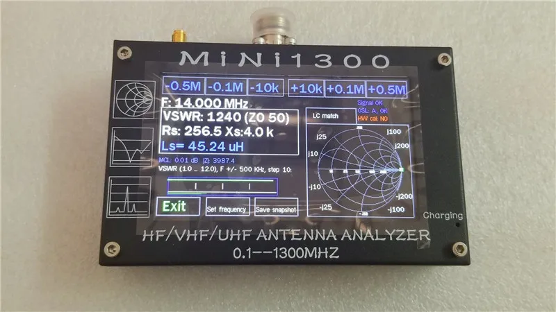 UV+ HF Mini1300 4," сенсорный lcd 0,1-1300 MHz 13.GHz HF/VHF/UHF ANT КСВ Антенный Анализатор метр+ аккумуляторная батарея