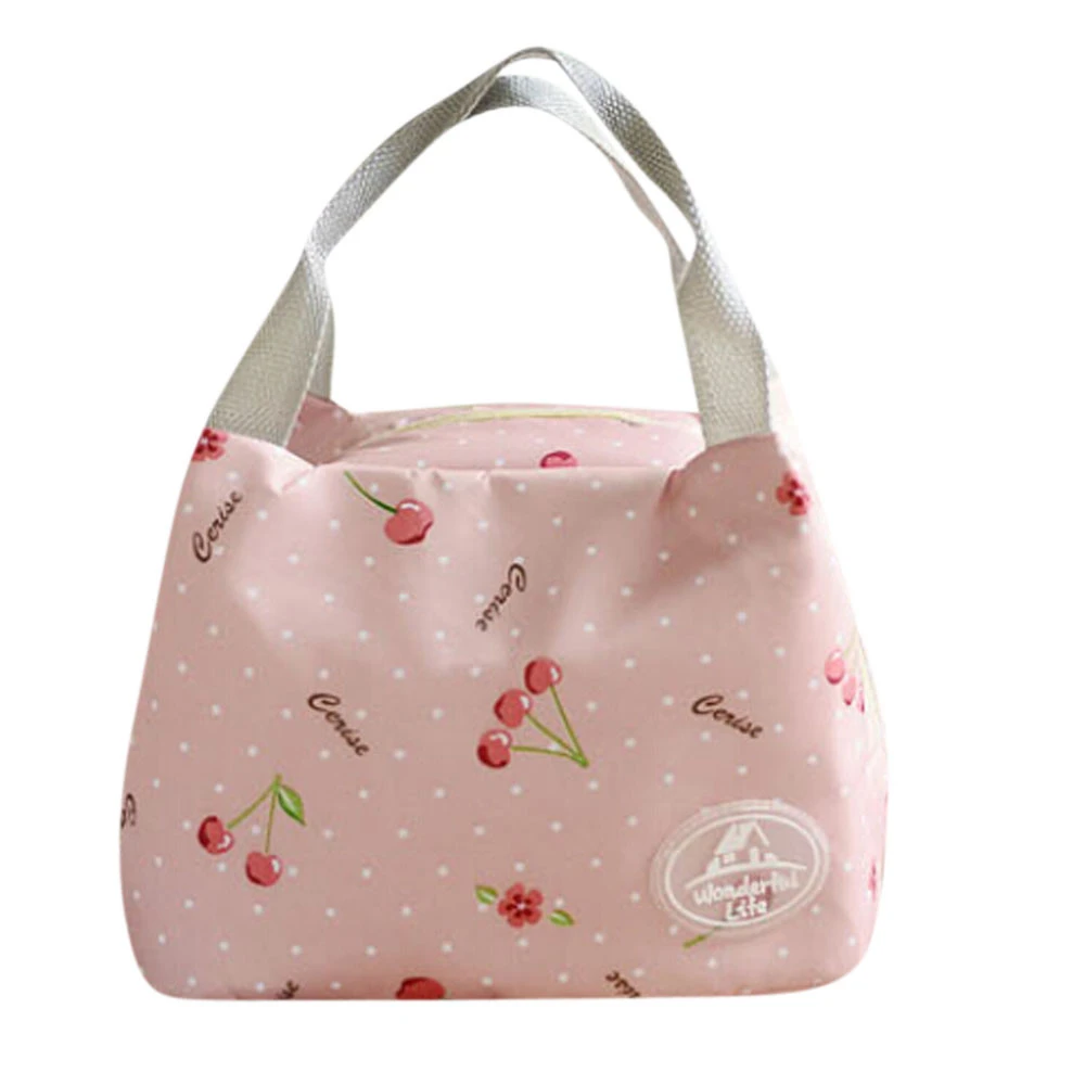 1Pcs Pattern Cooler Lunch Box Portable Insulated Canvas Lunch Bag Thermal Decor
