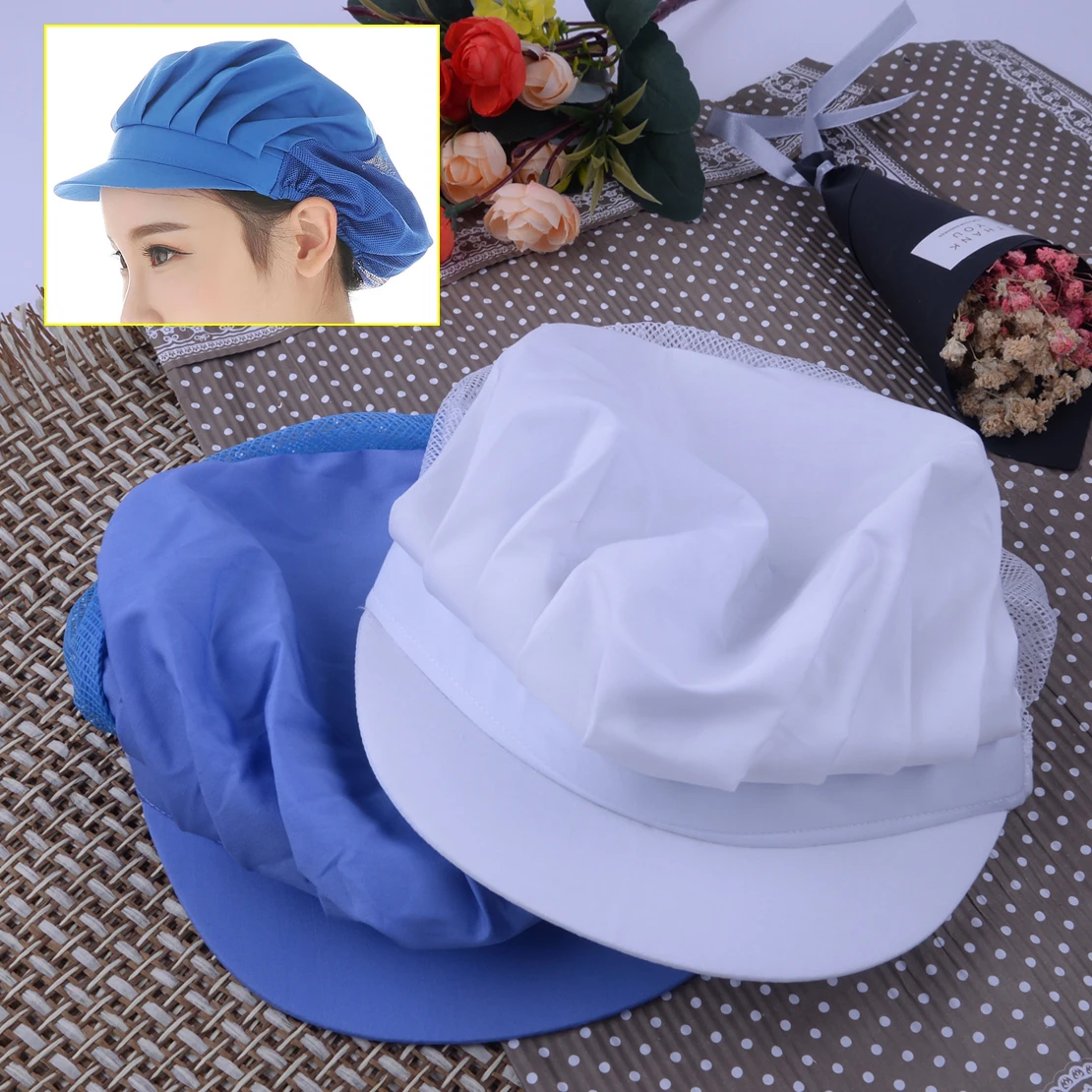 

Unisex Breathable Mesh Elastic Chef Hats Cooking Waiter Uniform Work Hat Kitchen Baking Cap Restaurants Accessories