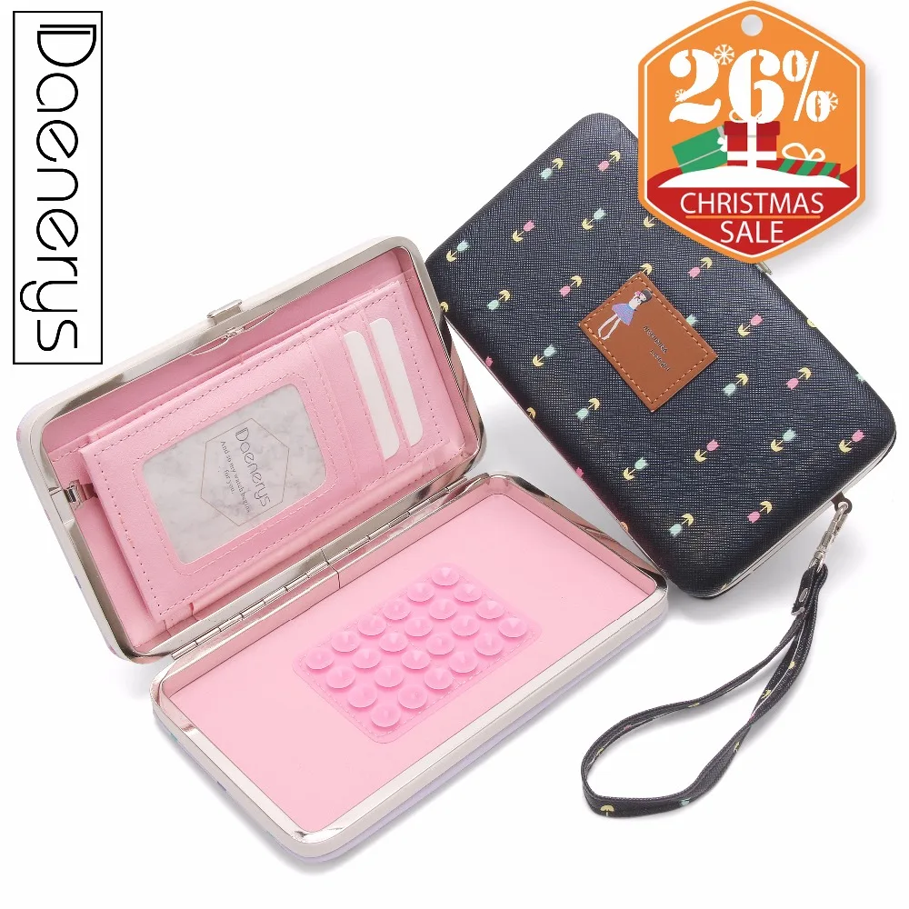 

Daenerys Ladies Wallet With Cell Phone Pocket Leather Long Printing Women Purse With Flower Hasp Clutch Card Holder Gift