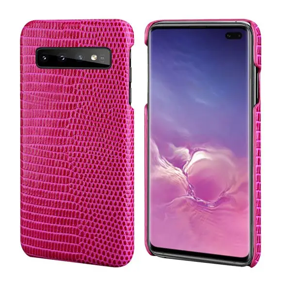 S10 Lizard Structure Genuine Leather Case for Samsung Galaxy S10 Plus Real Leather Back Cover for Samsung Galaxy Note 9 Note 8 - Цвет: rose