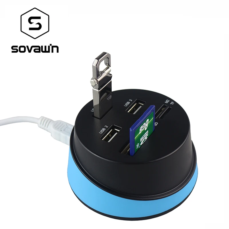 7 in 1 USB 2.0 Memory SD Card Reader Adapter Splitter Flash Card Adapters Cardreader 3 USB Ports