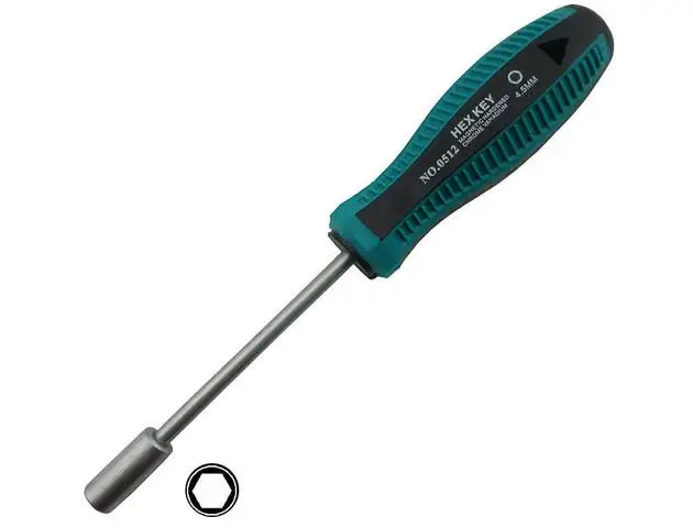 

5.5 mm Hex Nut Key Hand CRV Rubber Handle Screw Driver Tool Arbor Hardening Antislip Metal Socket Wrench Screwdriver DIY Helper