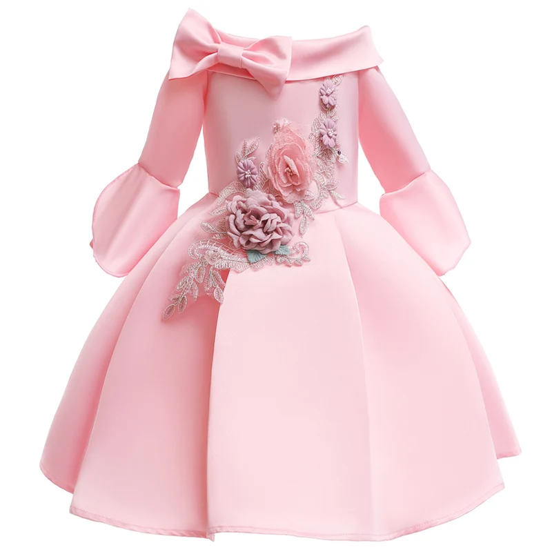 

Flower Girl Romantic Wedding Party Banquet Bridesmaid Shoulder Dress Girl Birthday Party Performing Eucharist Party Dress