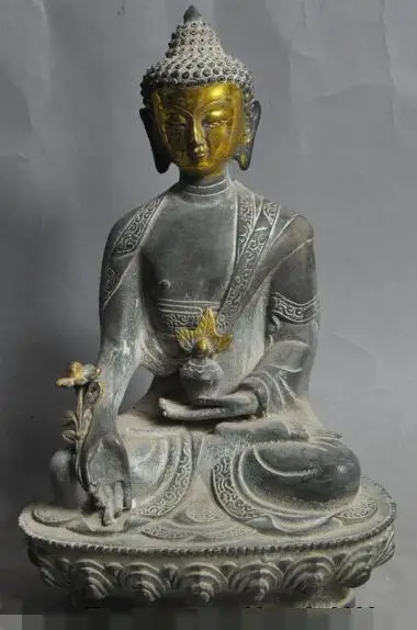 

S2865 8" tibet buddhism bronze gilt herbs sakyamuni Shakyamuni MEDICINE BUDDHA statue