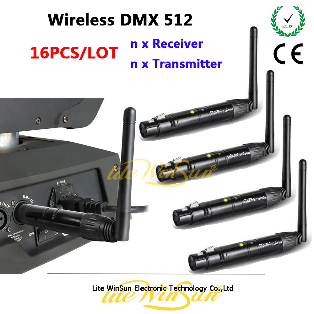 

Litewinsune 16PCS Free Ship Good Quantity Disco Lighting DMX Wireless Receiver XLR-3 Controller Transmitter Wireless DMX512