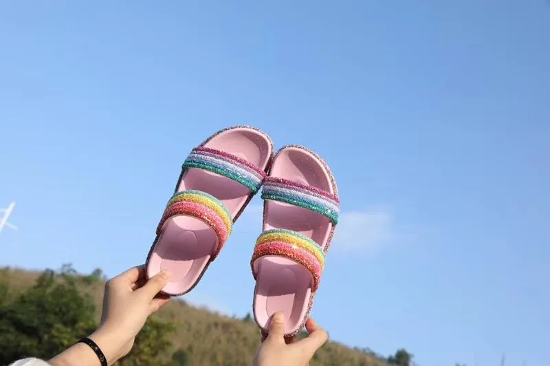 Melissa/пляжные сандалии; цвет радуги; Новинка года; женские сандалии на плоской подошве; обувь melissa для женщин; прозрачные сандалии; женская прозрачная обувь