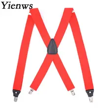 Yienws 4 клипсы перекрестные подтяжки мужские темно-синие черные кнопки подтяжки для брюк унисекс Suspensorio взрослые красные штаны Подтяжки YiA015
