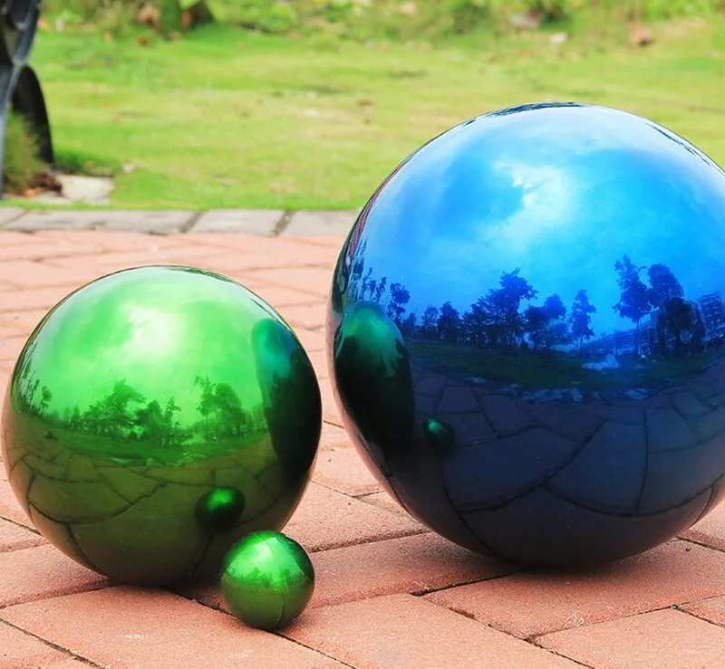 Home decoration Big blue ball stainless steel garden decorative ball hollow high-end display wall big