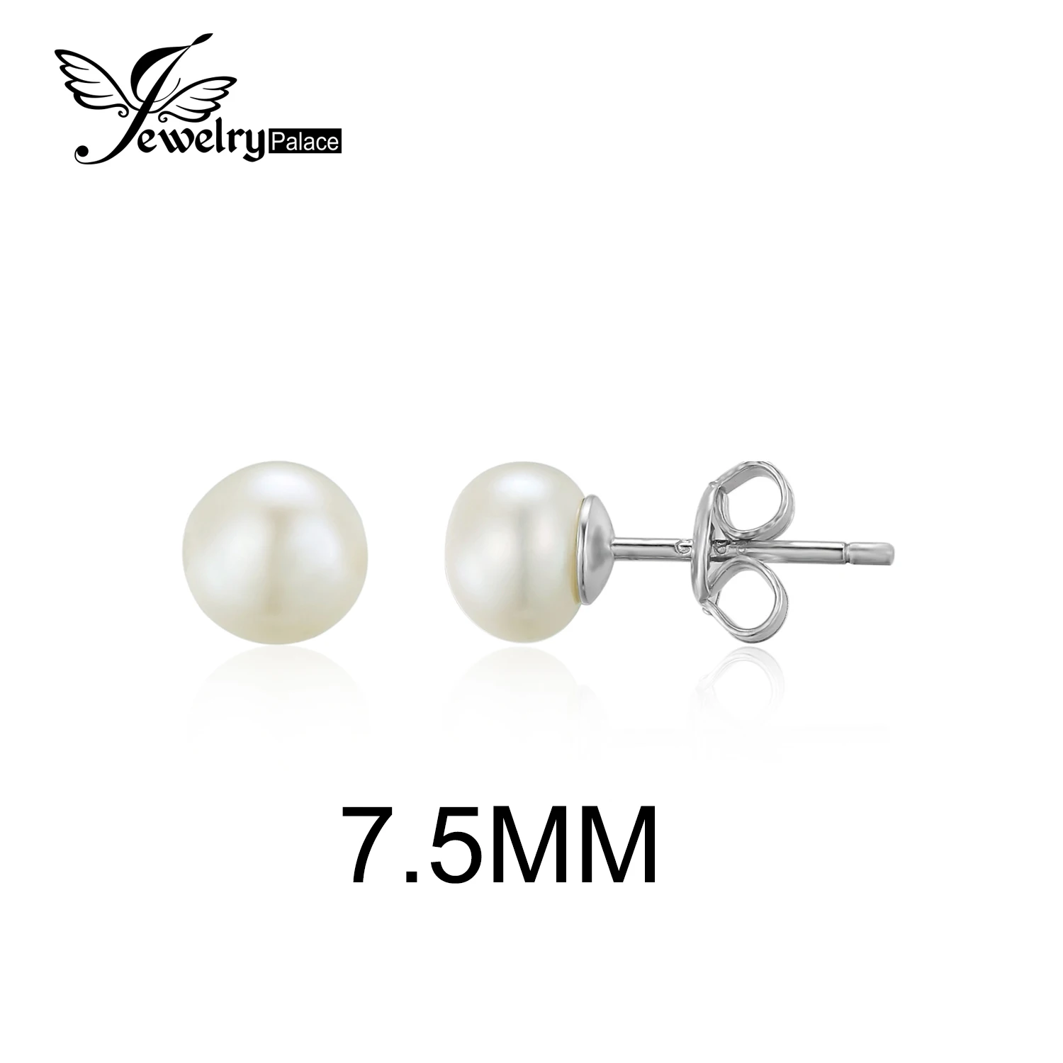 7.5mm Jewelrypalace 6.5 мм пресноводным культивированным жемчугом кнопку мяч Серьги-гвоздики 925 серебро Красивые ювелирные изделия Серьги для Для женщин - Цвет камня: 7.5mm