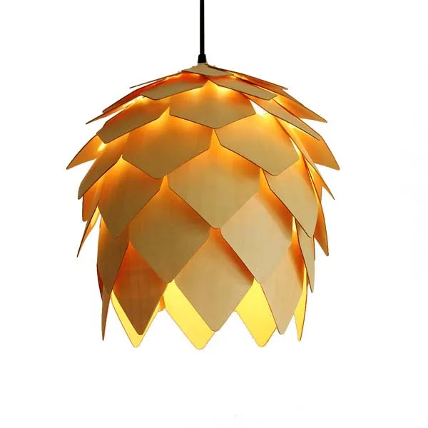 Modern Wood Pinecone Pendant Lights Hanging Art Craft Wooden Artichoke Pendant Lamps Dinning Room Restaurant Retro Fixtures Luminaire DIY Lighting Interior Decor (19)
