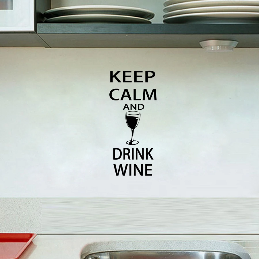 Wine Wall Decals Bar Wall Sticker-Keep Calm and Drink Wine-Funny Bar pub Art Decor