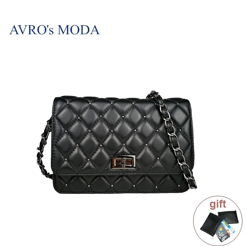 

AVRO's MODA Brand genuine leather shoulder bags for women luxury designer ladies crossbody rivet bags female messenger chain bag