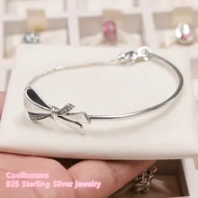 День матери стерлингового серебра 925 блестящий браслет с бантом, прозрачный CZ Подходит для оригинальных ювелирные изделия для создания браслетов
